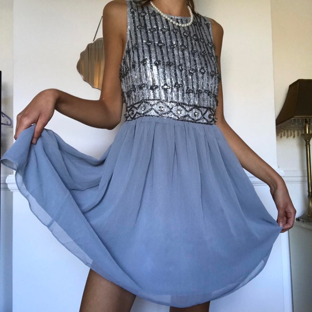 Topshop metallic beaded short prom dress
